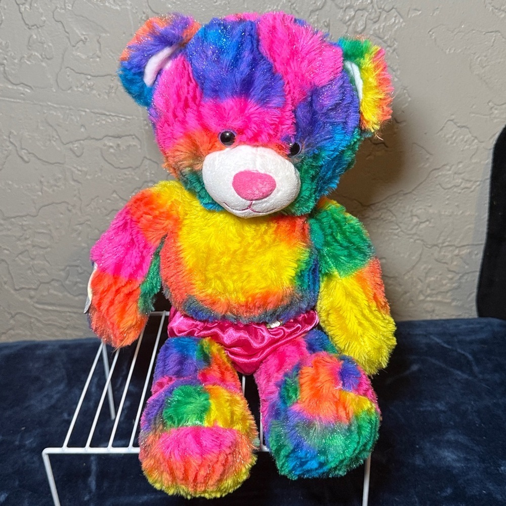 Build-A-Bear Rainbow Sparkle Bear Tie Dye Bright Kids Plush Toy Stuffed Animal
